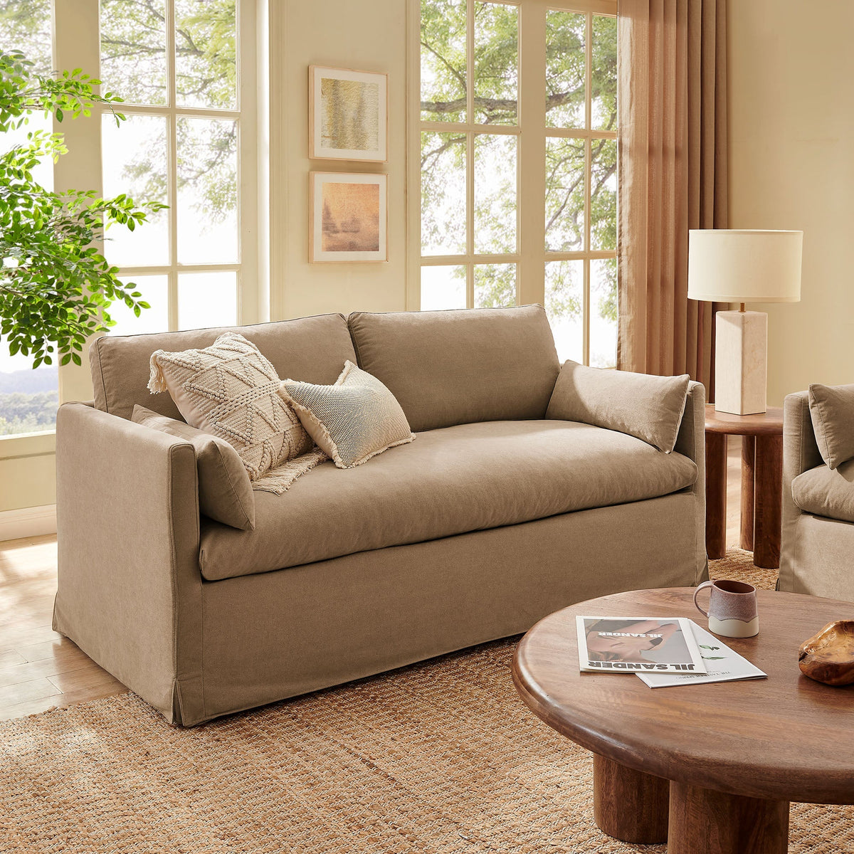 Wellfleet Slipcovered Linen-Blend Loveseat