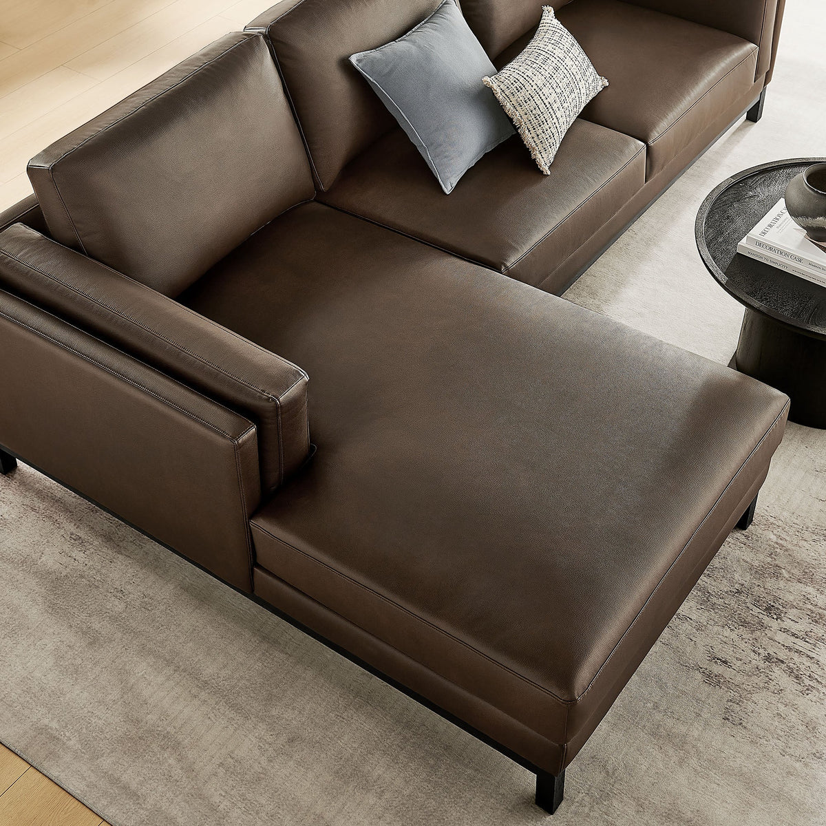 Roscoe Left-Facing Vegan Leather Sectional Sofa