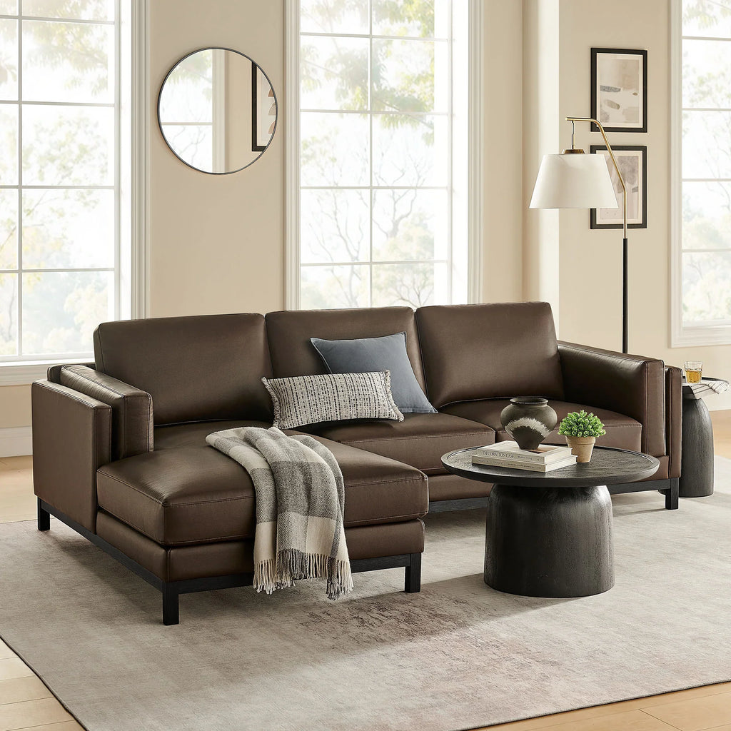 Roscoe Left-Facing Vegan Leather Sectional Sofa