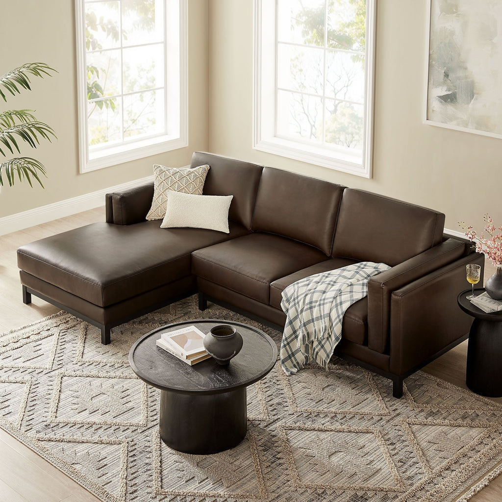 Roscoe Left-Facing Vegan Leather Sectional Sofa