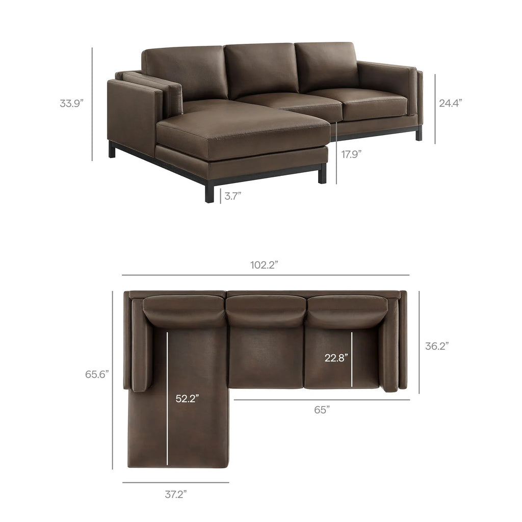Roscoe Left-Facing Vegan Leather Sectional Sofa
