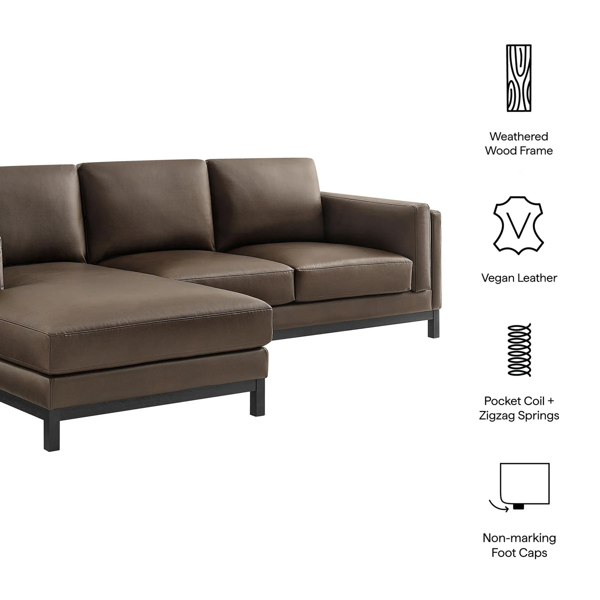 Roscoe Left-Facing Vegan Leather Sectional Sofa