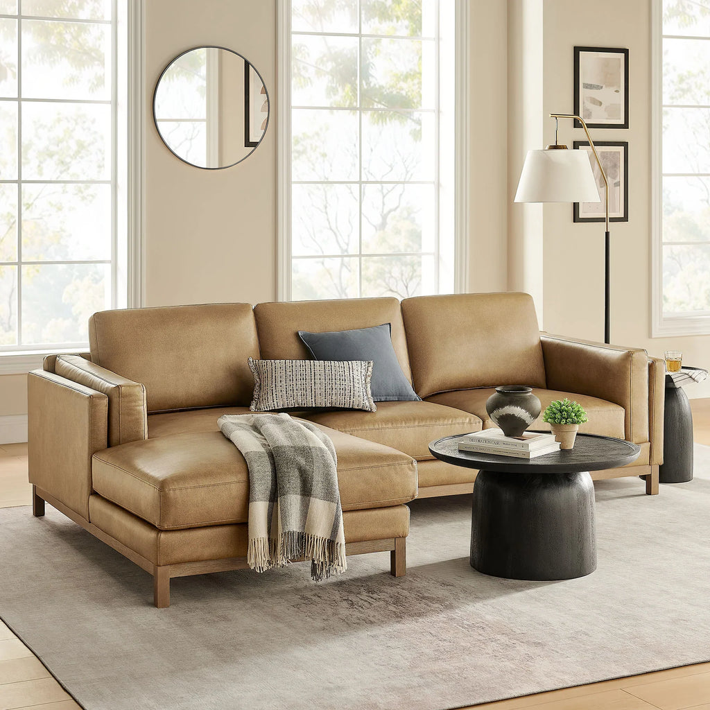 Roscoe Left-Facing Vegan Leather Sectional Sofa