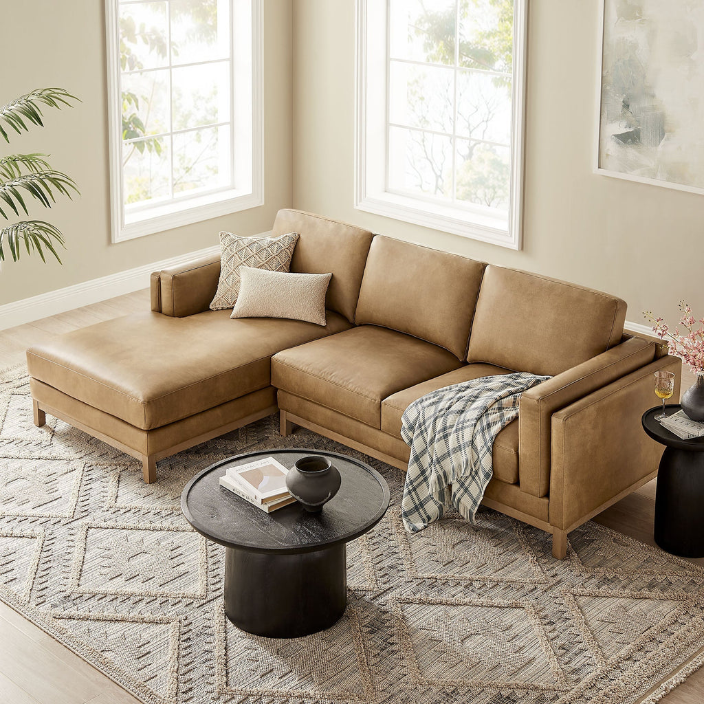 Roscoe Left-Facing Vegan Leather Sectional Sofa