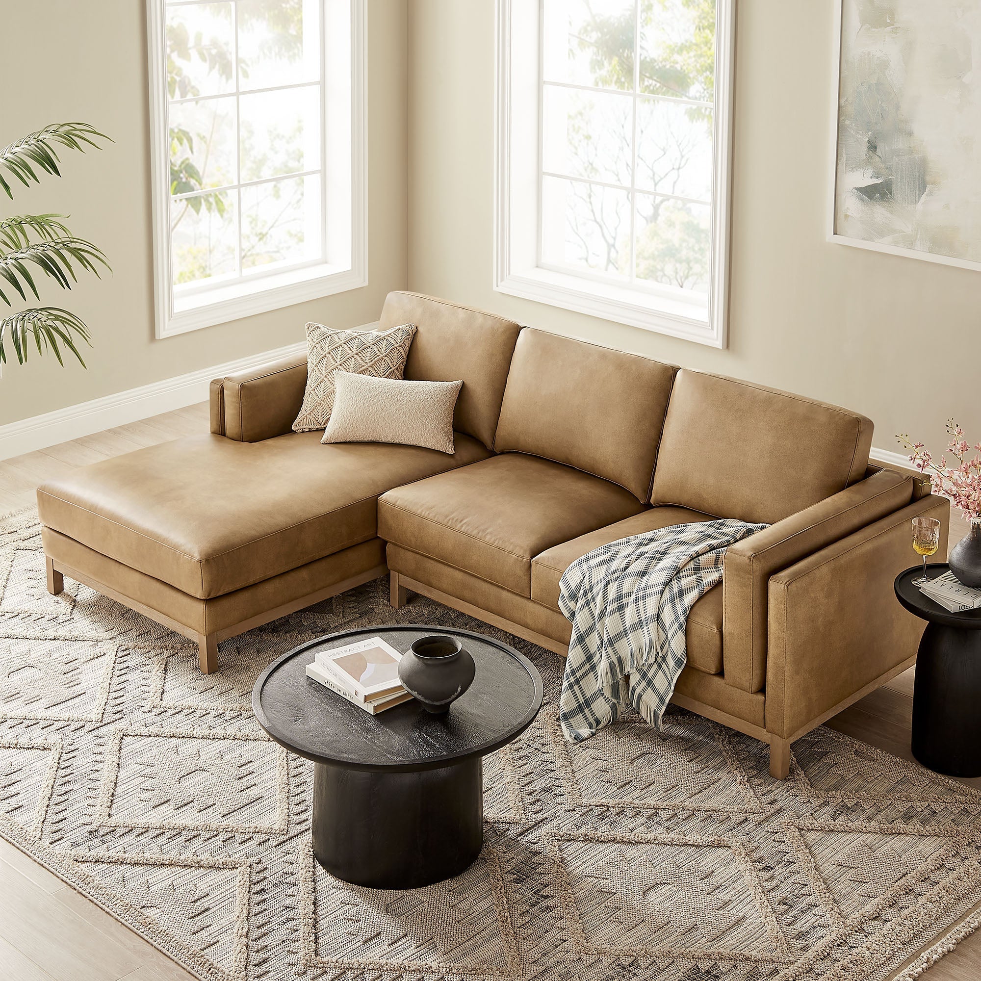 Roscoe Left-Facing Vegan Leather Sectional Sofa