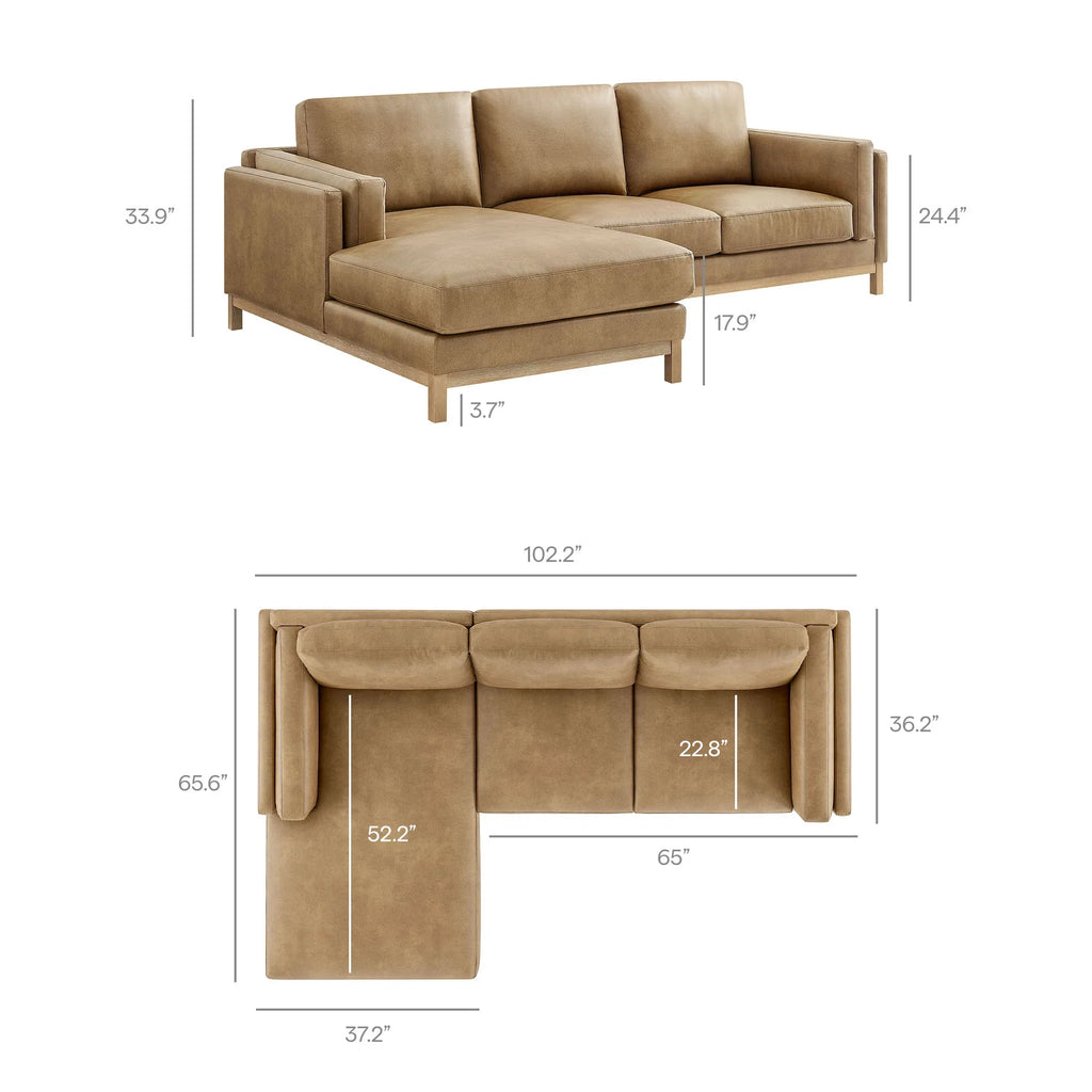 Roscoe Left-Facing Vegan Leather Sectional Sofa