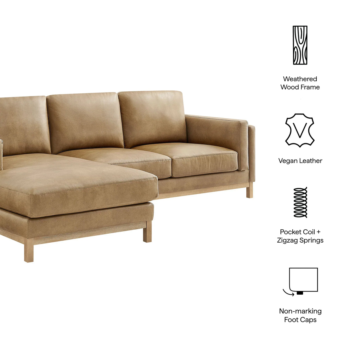 Roscoe Left-Facing Vegan Leather Sectional Sofa