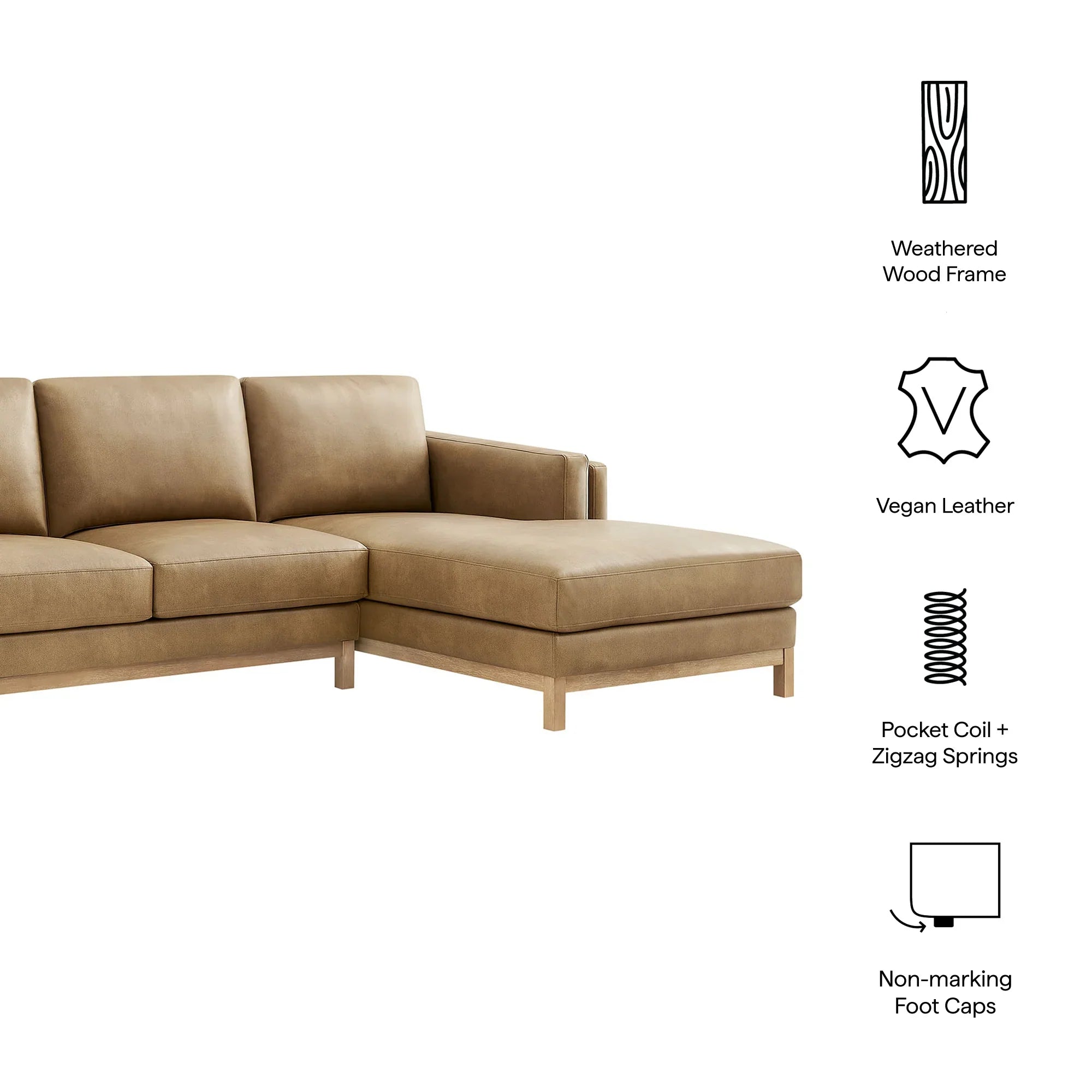 Roscoe Right-Facing Vegan Leather Sectional Sofa