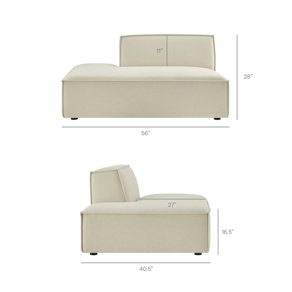 Restore Performance Fabric Upholstered Left-Facing Armless Modular Chaise
