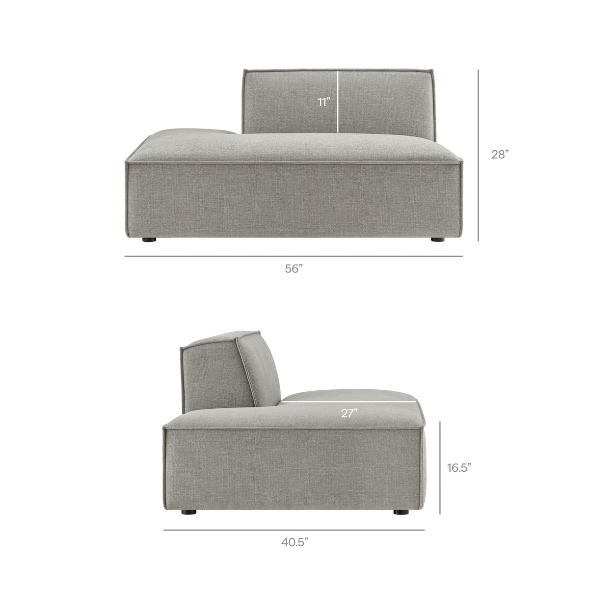 Restore Performance Fabric Upholstered Left-Facing Armless Modular Chaise