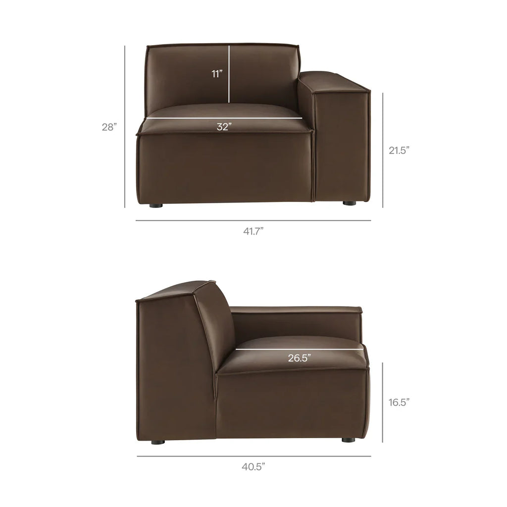 Restore Vegan Leather Right-Facing Modular Lounge Chair