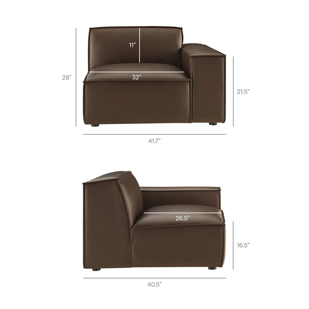Restore Vegan Leather Right-Facing Modular Lounge Chair