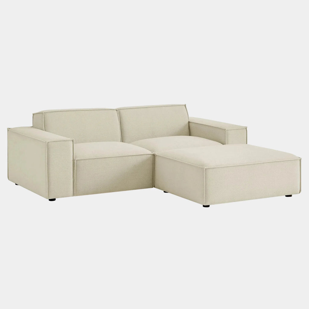 Restore 3-Piece Performance Fabric Upholstered Modular Loveseat with Ottoman
