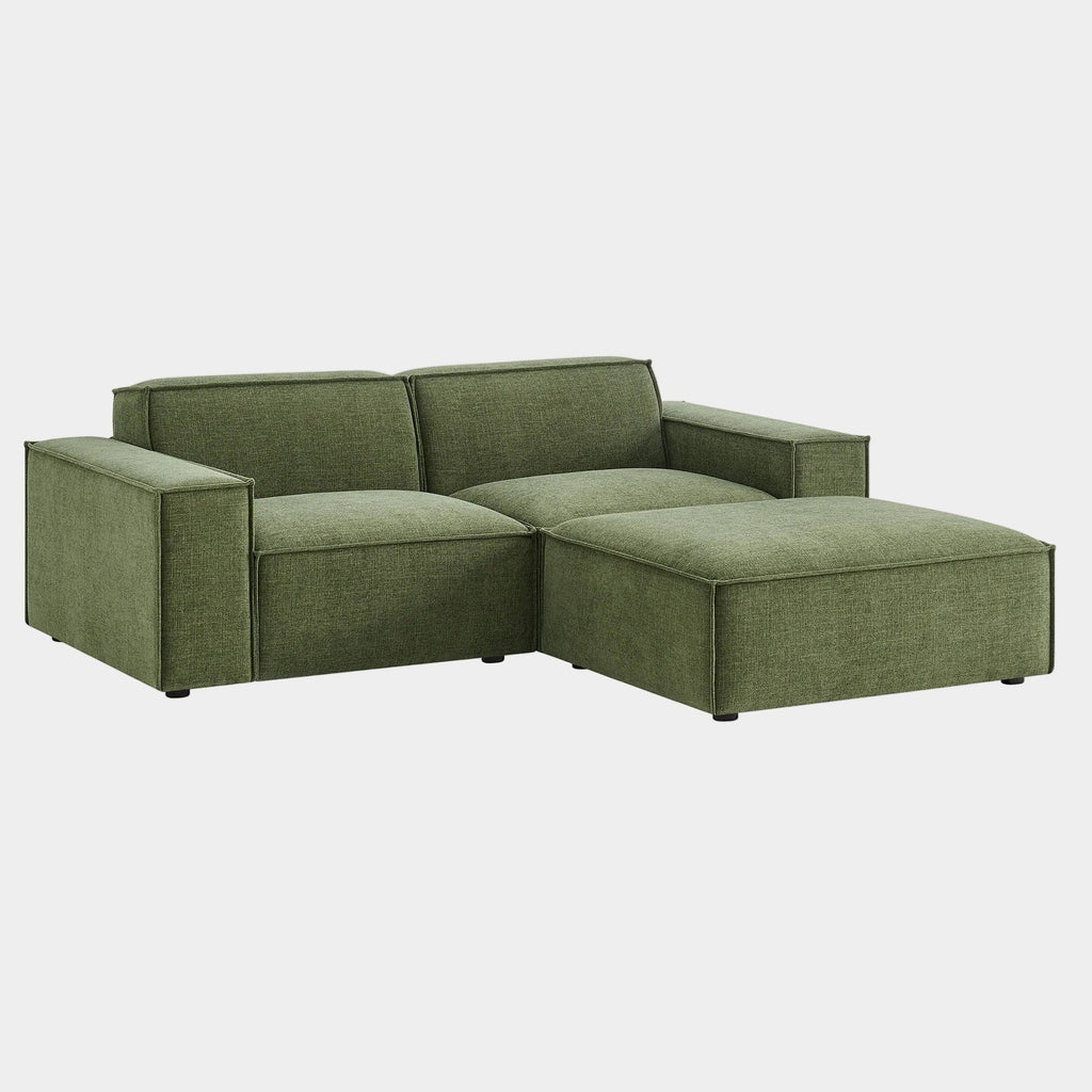 Restore 3-Piece Performance Fabric Upholstered Modular Loveseat with Ottoman