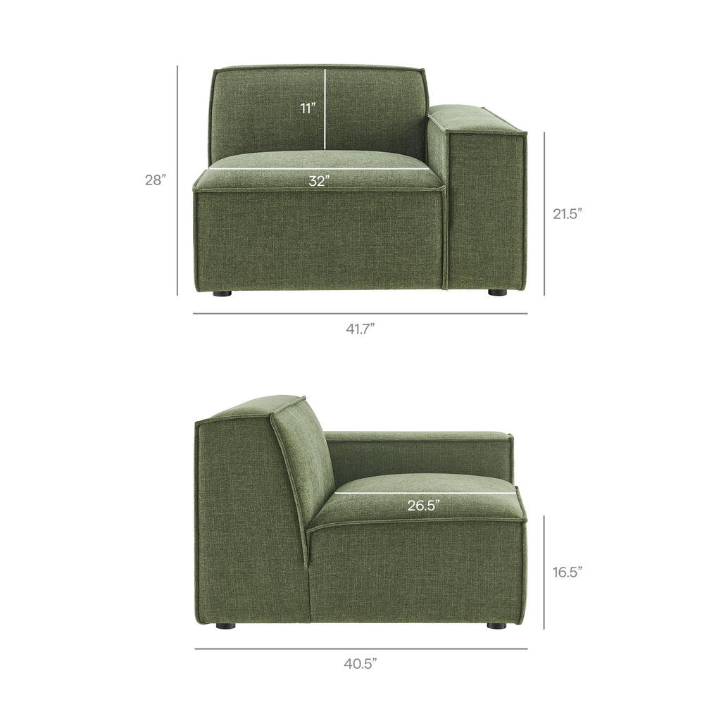 Restore 3-Piece Performance Fabric Upholstered Modular Loveseat with Ottoman