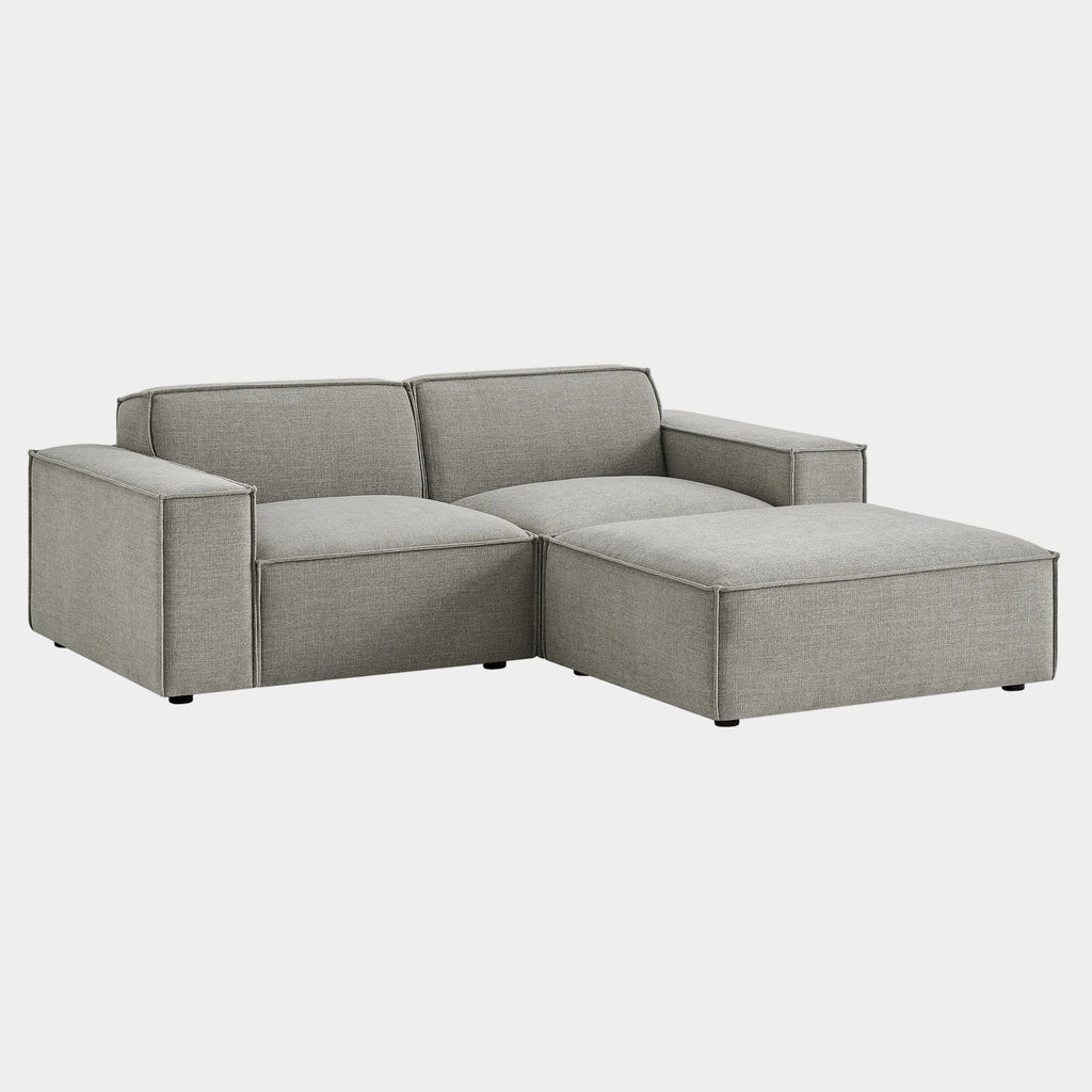 Restore 3-Piece Performance Fabric Upholstered Modular Loveseat with Ottoman