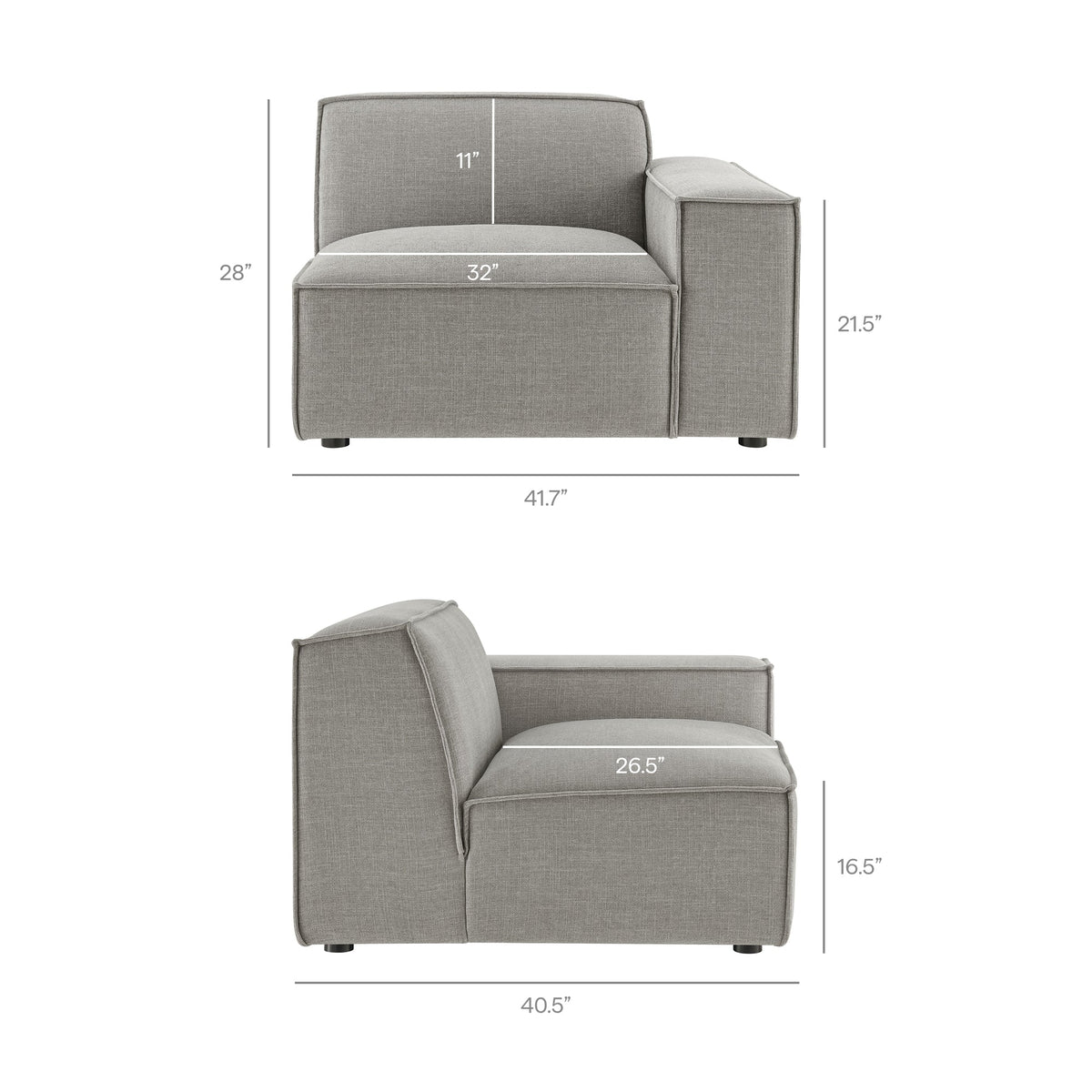 Restore 3-Piece Performance Fabric Upholstered Modular Loveseat with Ottoman