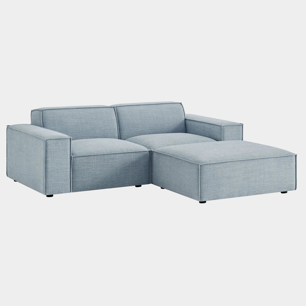 Restore 3-Piece Performance Fabric Upholstered Modular Loveseat with Ottoman