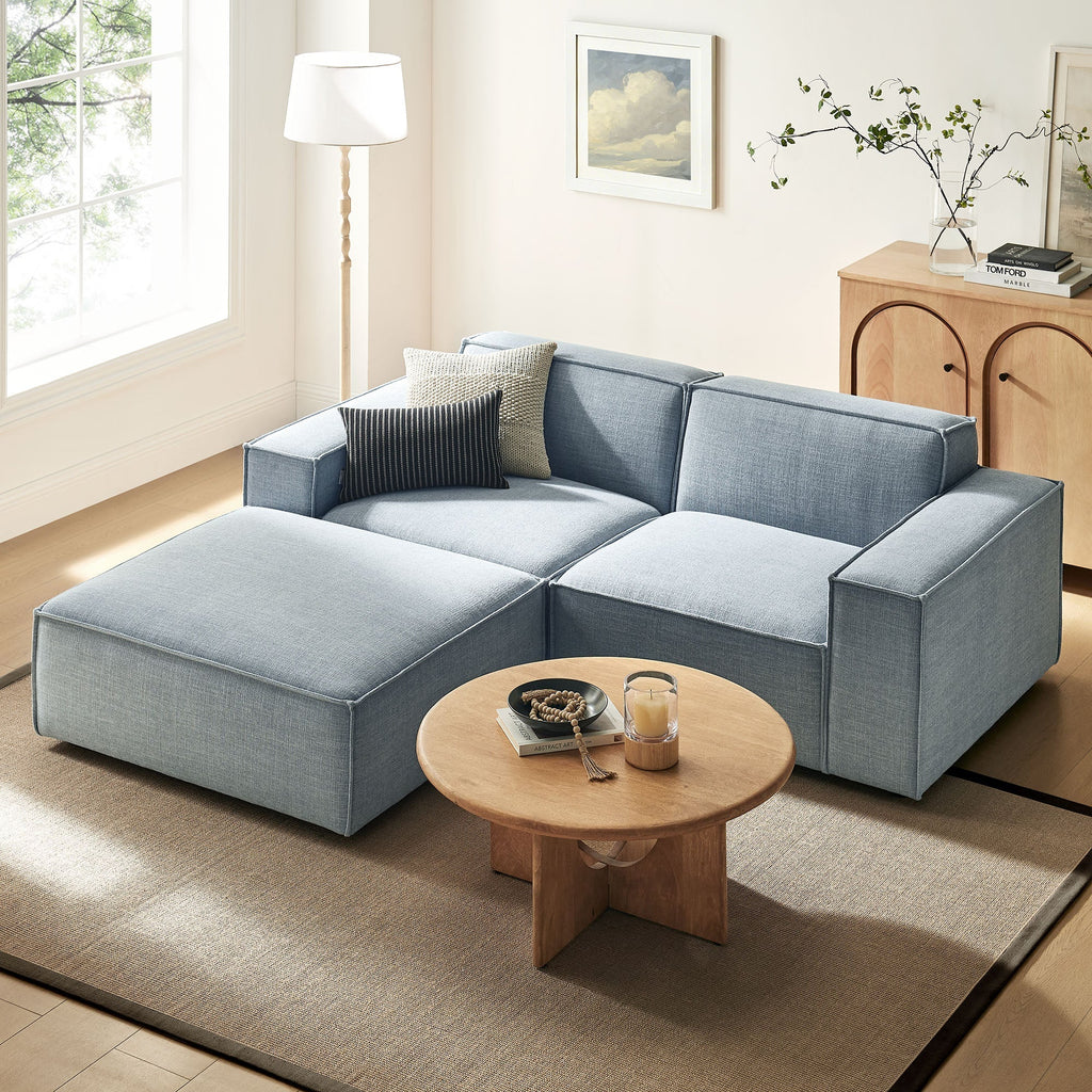 Restore 3-Piece Performance Fabric Upholstered Modular Loveseat with Ottoman