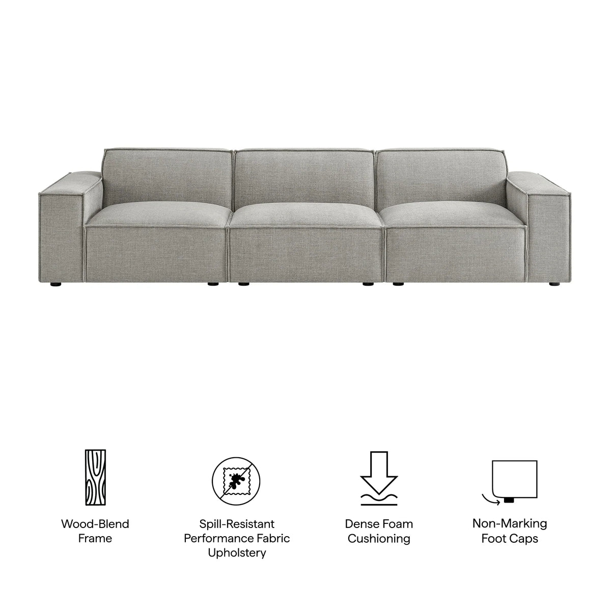 Restore 3-Piece Performance Fabric Upholstered Modular Sofa Set