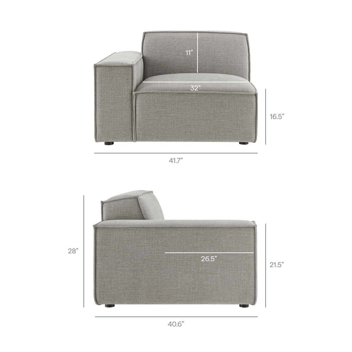 Restore 3-Piece Performance Fabric Upholstered Modular Sofa Set