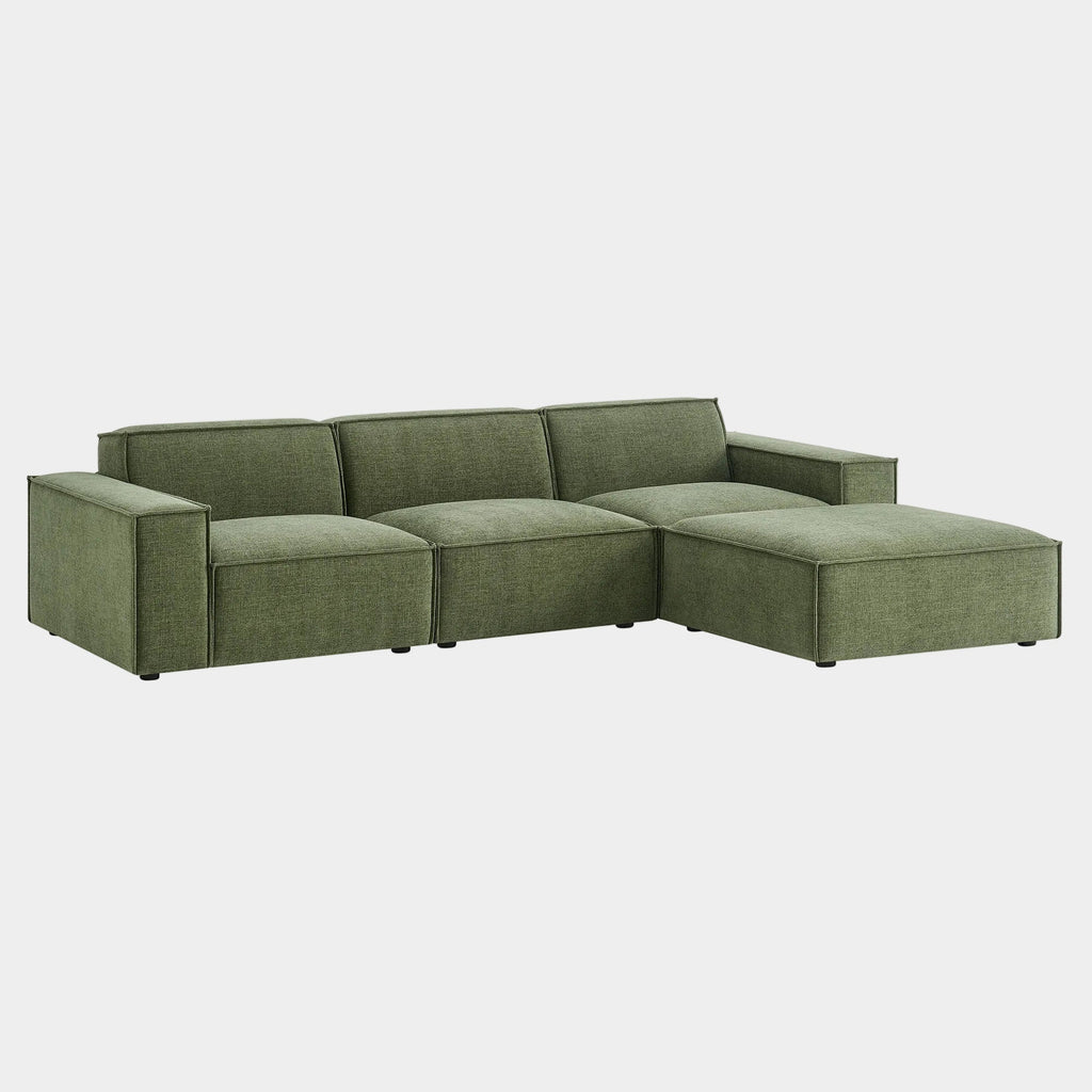 Restore 4-Piece Performance Fabric Upholstered Modular Sofa Set with Ottoman
