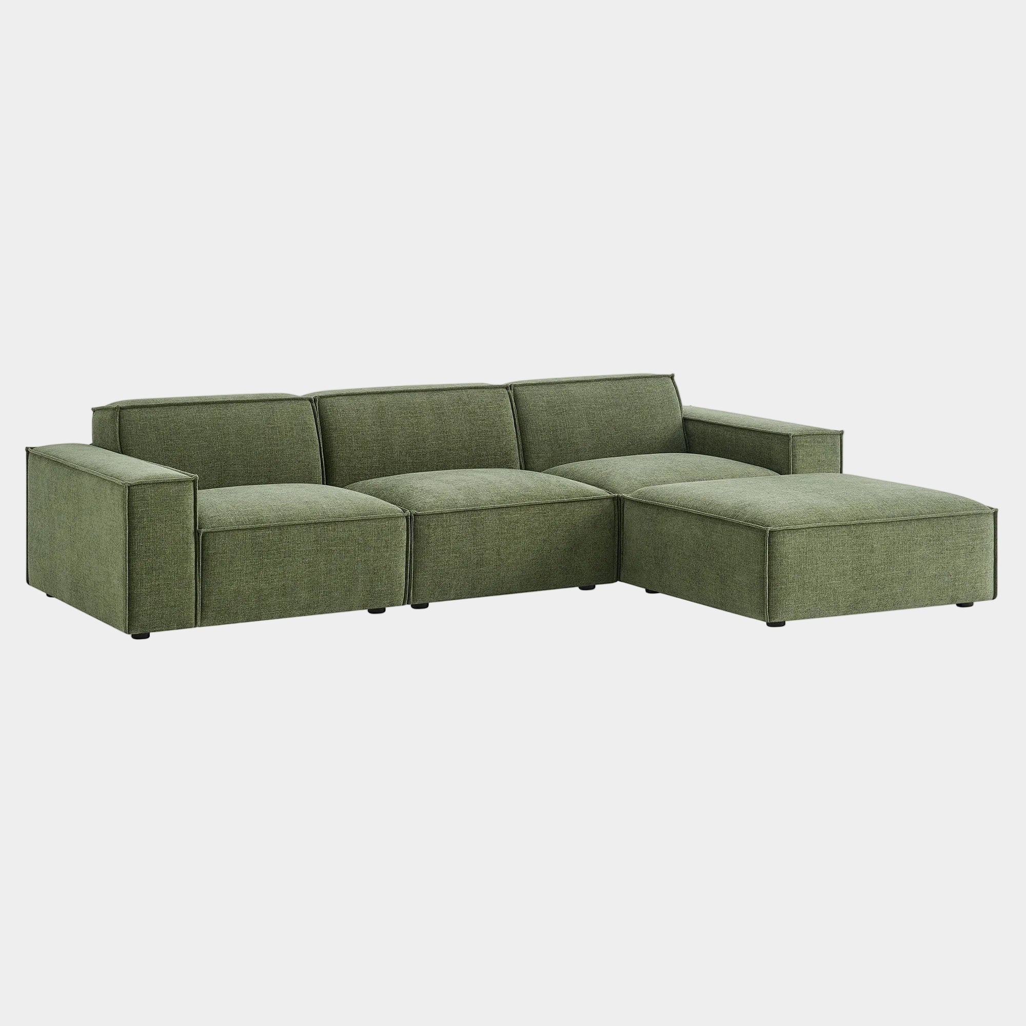 Restore 4-Piece Performance Fabric Upholstered Modular Sofa Set with Ottoman