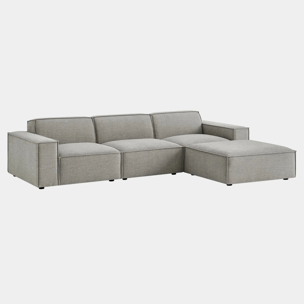Restore 4-Piece Performance Fabric Upholstered Modular Sofa Set with Ottoman