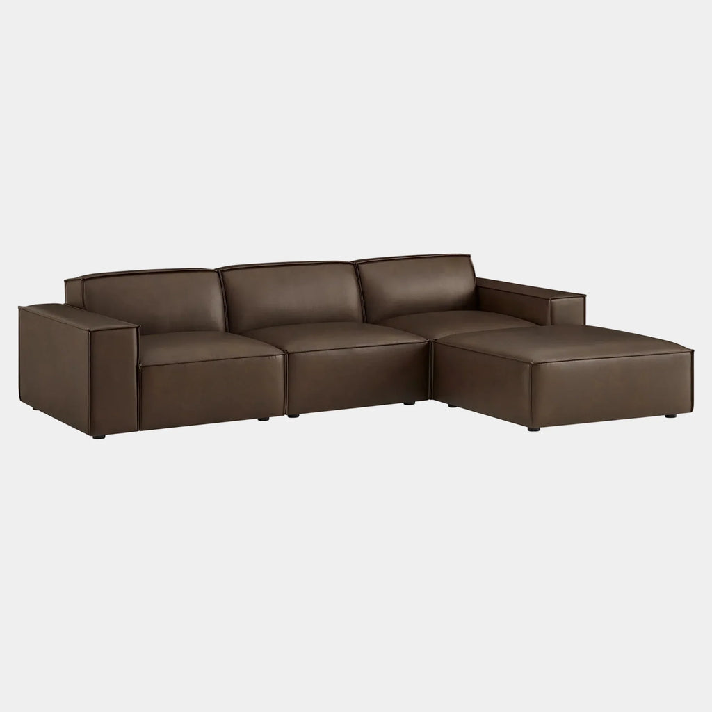 Restore 4-Piece Vegan Leather Modular Sofa Set with Ottoman