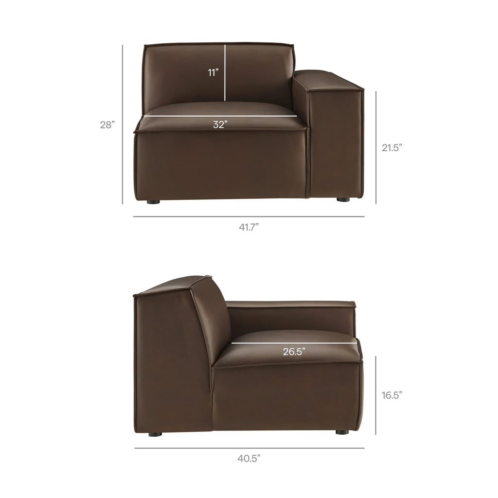 Restore 4-Piece Vegan Leather Modular Sofa Set with Ottoman