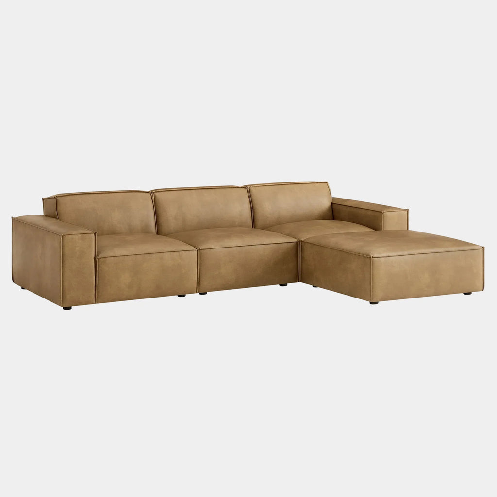 Restore 4-Piece Vegan Leather Modular Sofa Set with Ottoman
