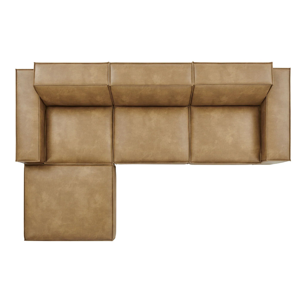 Restore 4-Piece Vegan Leather Modular Sofa Set with Ottoman