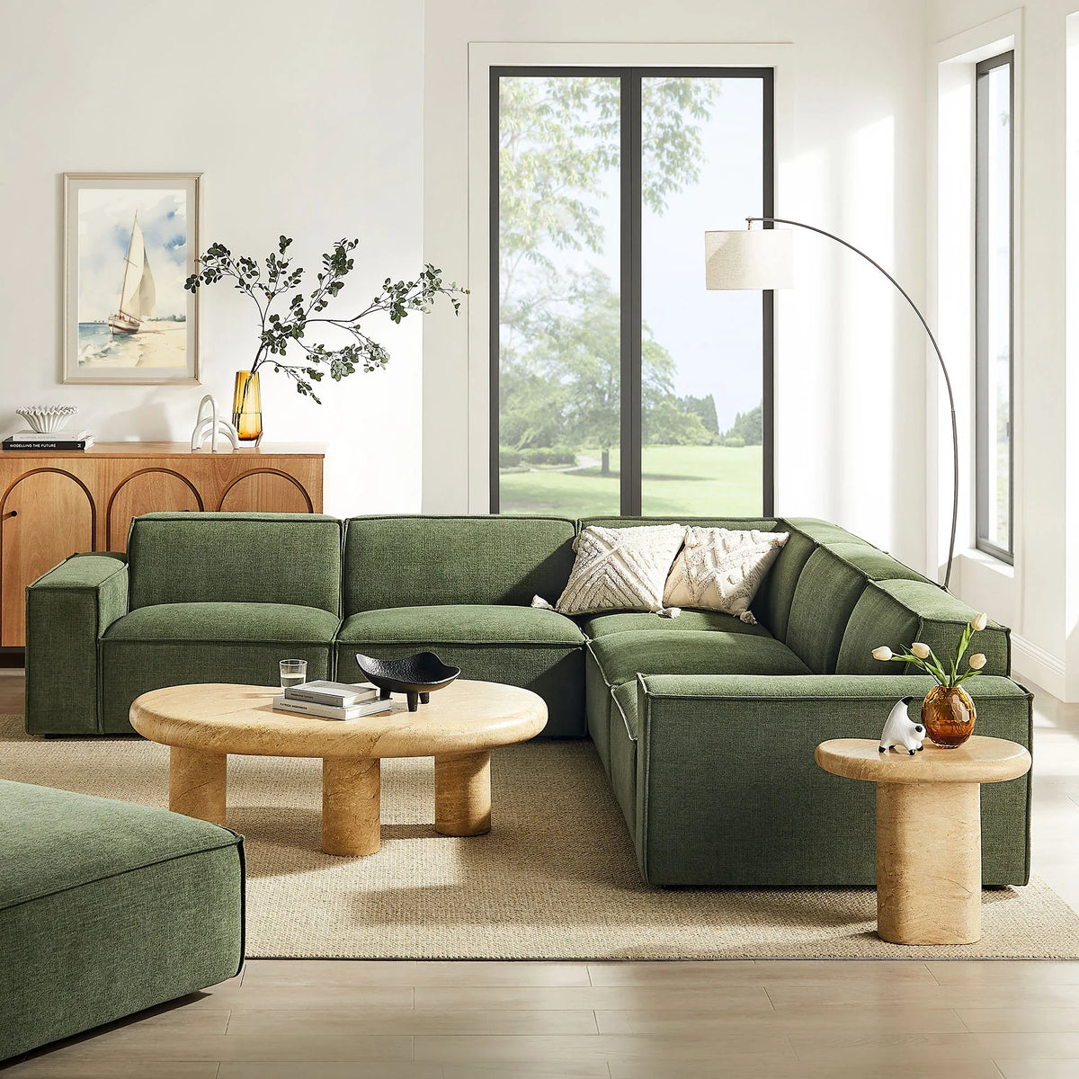 Restore 5-Piece Performance Fabric Upholstered Modular L-Shaped Sofa