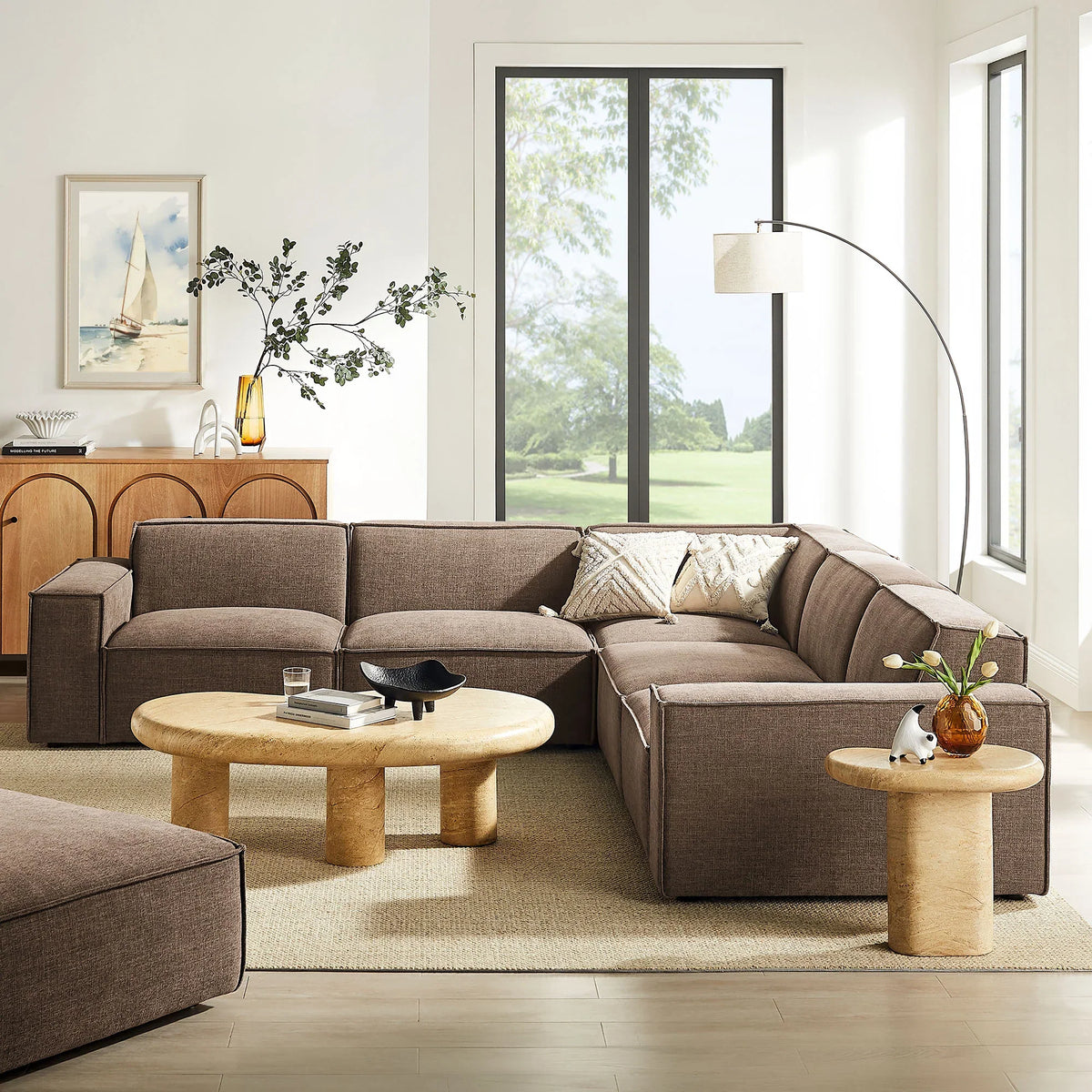 Restore 5-Piece Performance Fabric Upholstered Modular L-Shaped Sofa