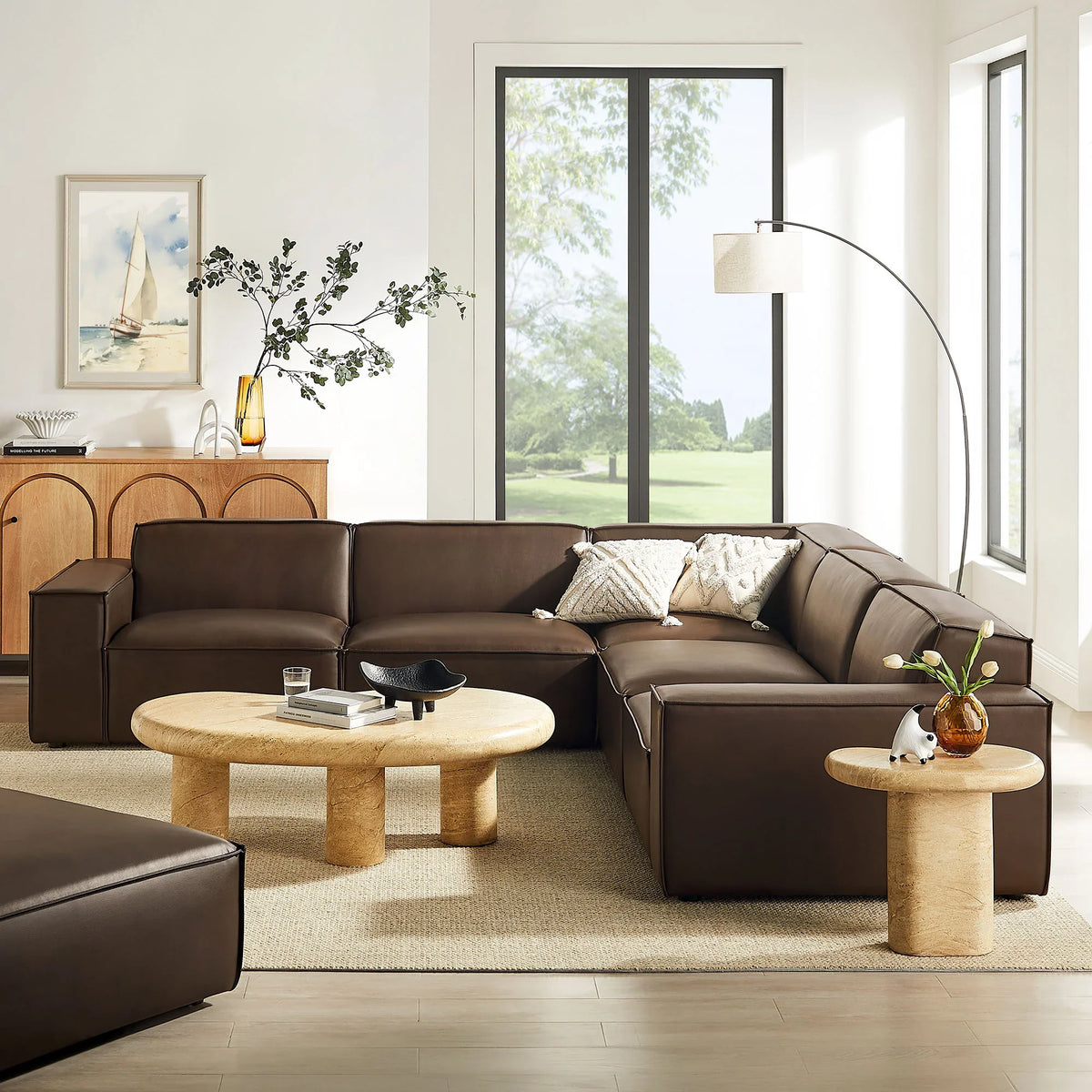 Restore 5-Piece Vegan Leather Modular L-Shaped Sofa