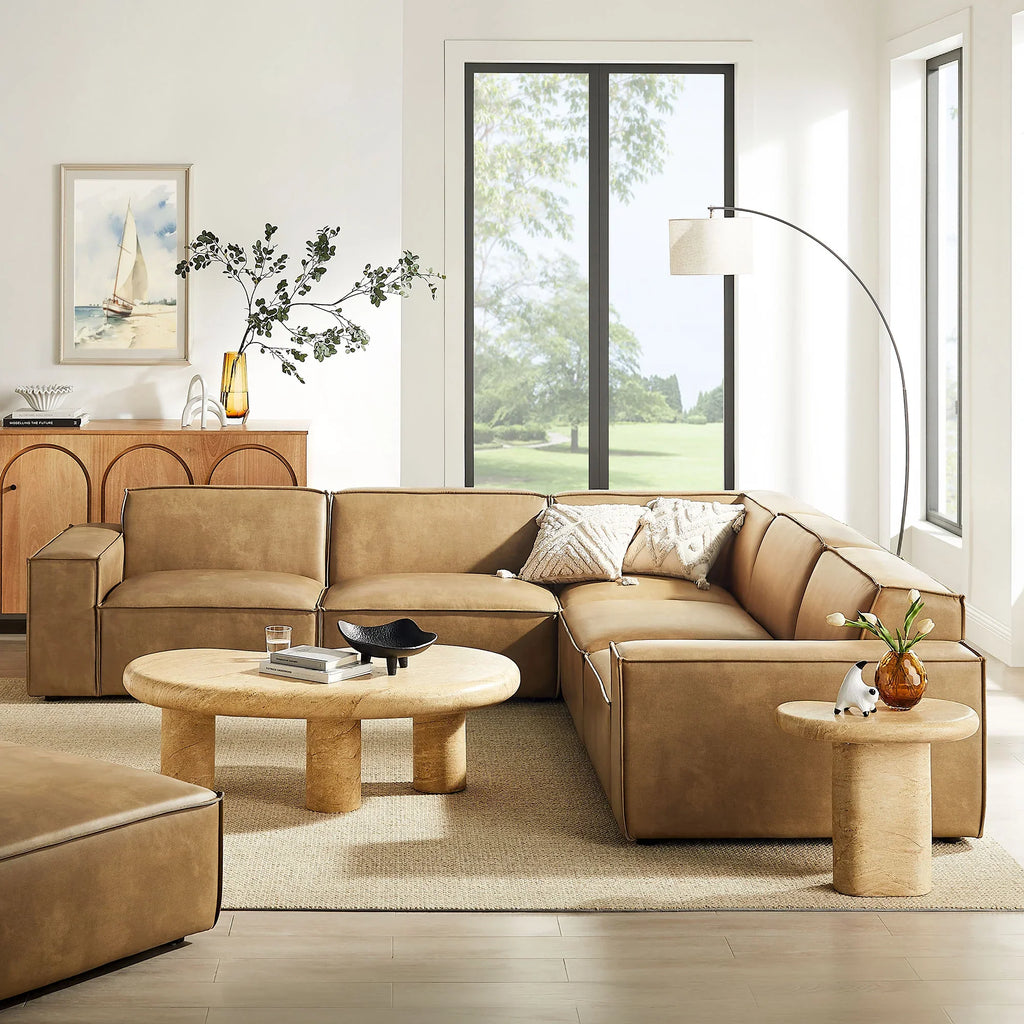 Restore 5-Piece Vegan Leather Modular L-Shaped Sofa