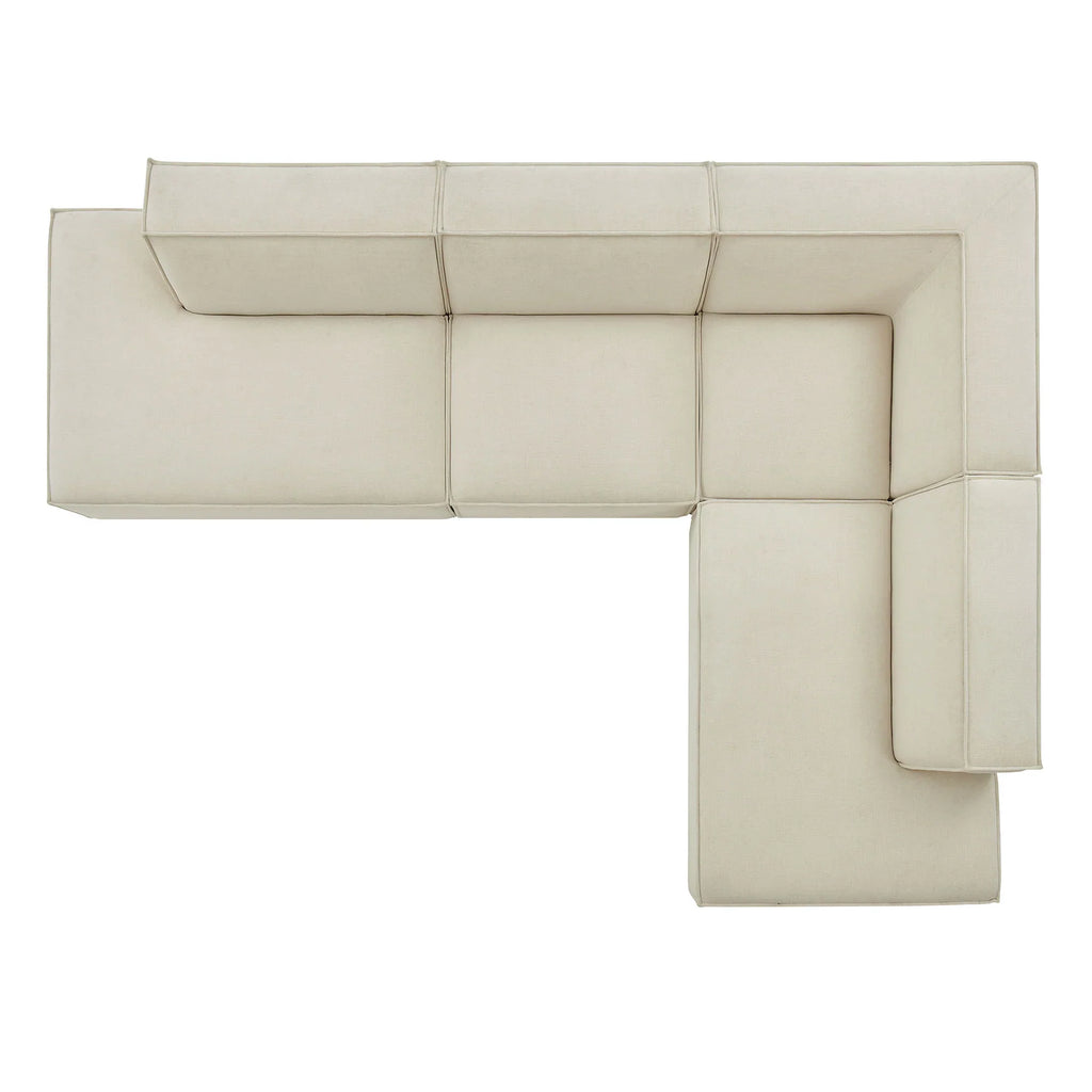Restore 4-Piece Performance Fabric Upholstered Modular L-Shaped Armless Sectional Sofa