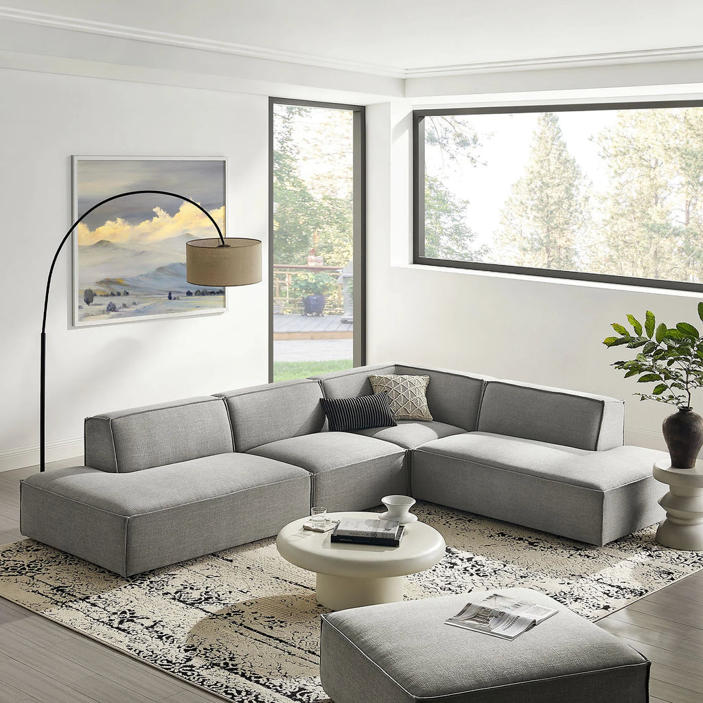 Restore 4-Piece Performance Fabric Upholstered Modular L-Shaped Armless Sectional Sofa