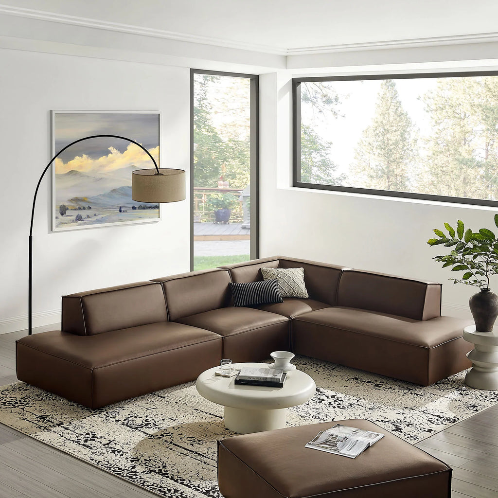 Restore 4-Piece Vegan Leather Modular L-Shaped Armless Sectional Sofa
