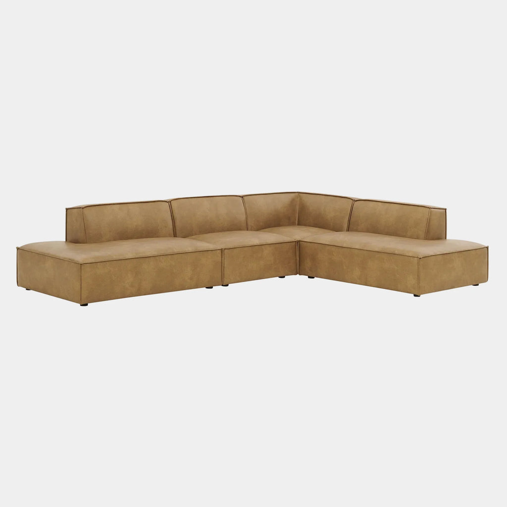 Restore 4-Piece Vegan Leather Modular L-Shaped Armless Sectional Sofa