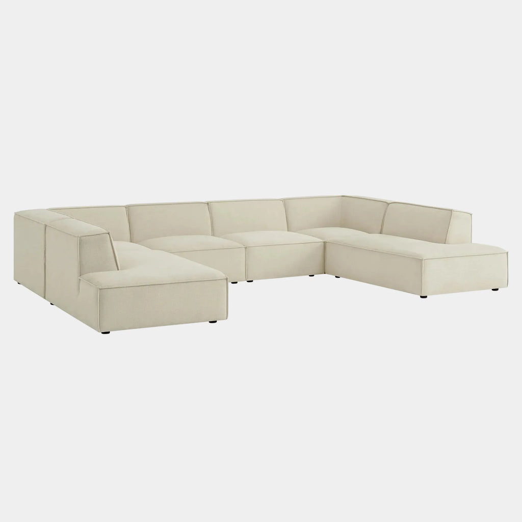 Restore 6-Piece Performance Fabric Upholstered U-Shaped Sectional Sofa