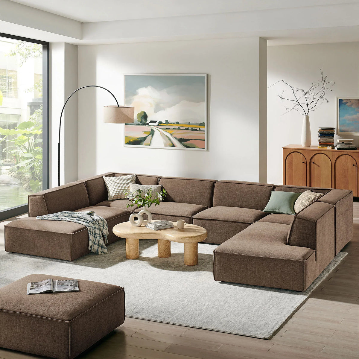 Restore 6-Piece Performance Fabric Upholstered U-Shaped Sectional Sofa