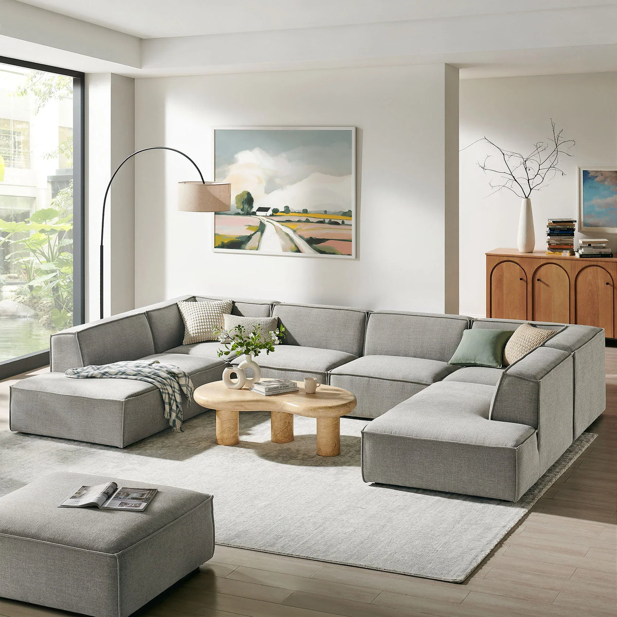 Restore 6-Piece Performance Fabric Upholstered U-Shaped Sectional Sofa