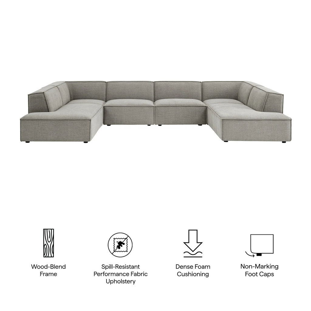 Restore 6-Piece Performance Fabric Upholstered U-Shaped Sectional Sofa