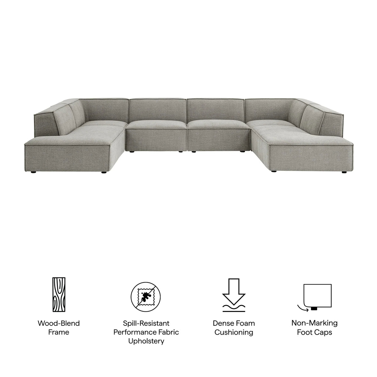 Restore 6-Piece Performance Fabric Upholstered U-Shaped Sectional Sofa
