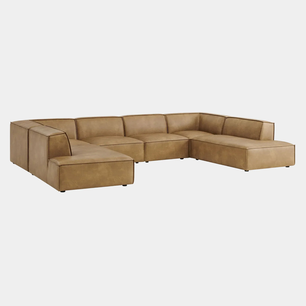 Restore 6-Piece Vegan Leather U-Shaped Armless Sectional Sofa