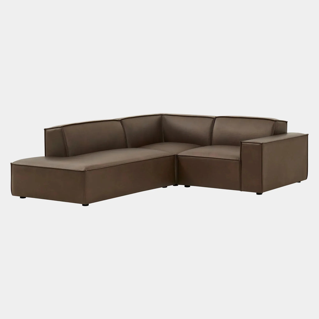 Restore 3-Piece Vegan Leather Modular L-Shaped Sectional Sofa