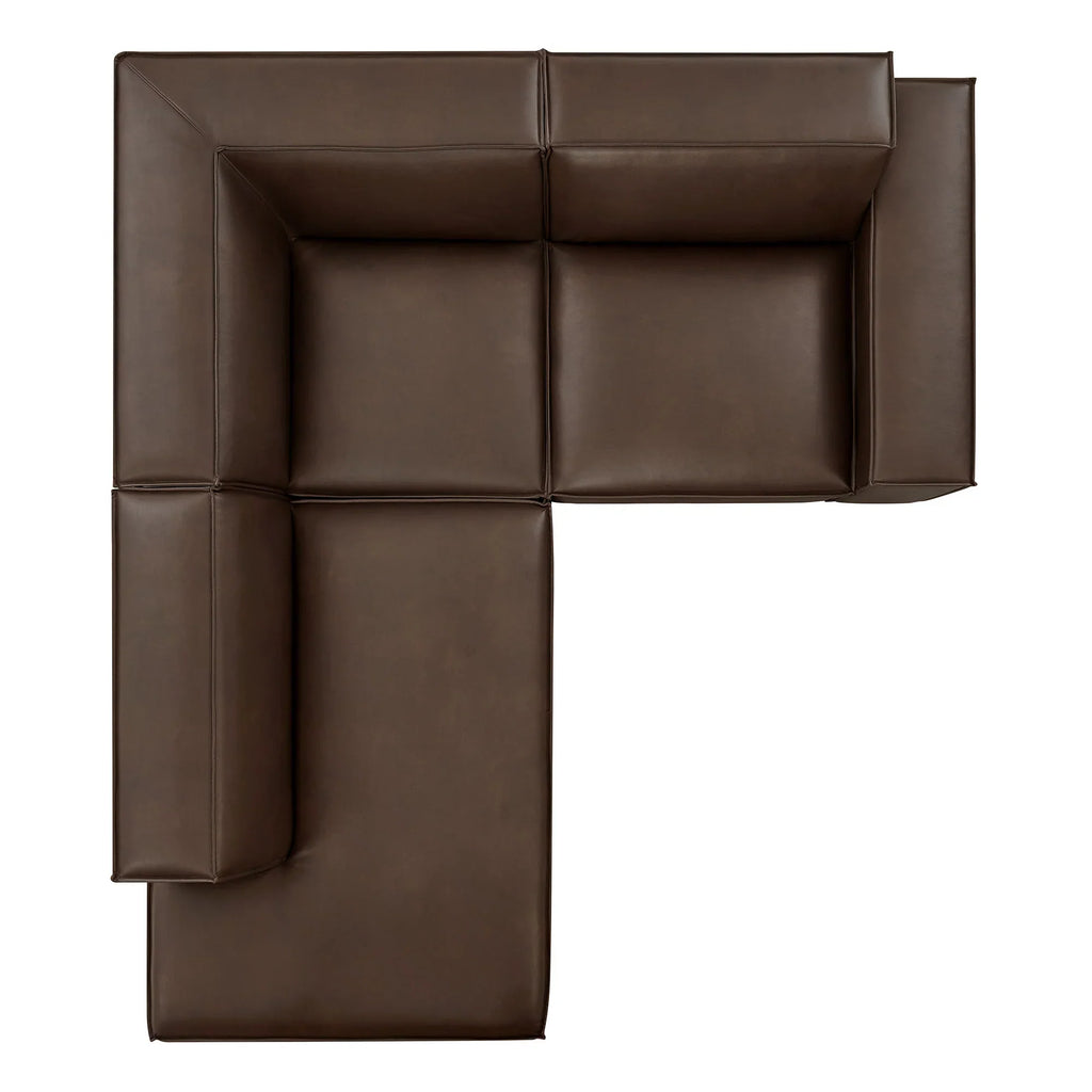 Restore 3-Piece Vegan Leather Modular L-Shaped Sectional Sofa