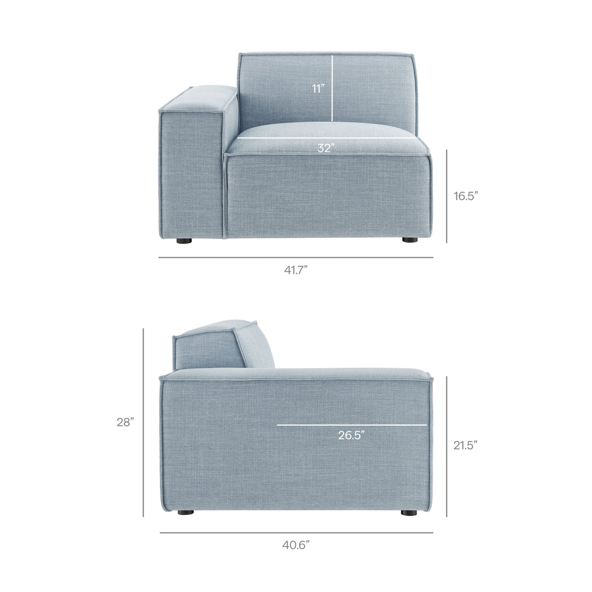 Restore 4-Piece Performance Fabric Upholstered Modular L-Shaped Sofa