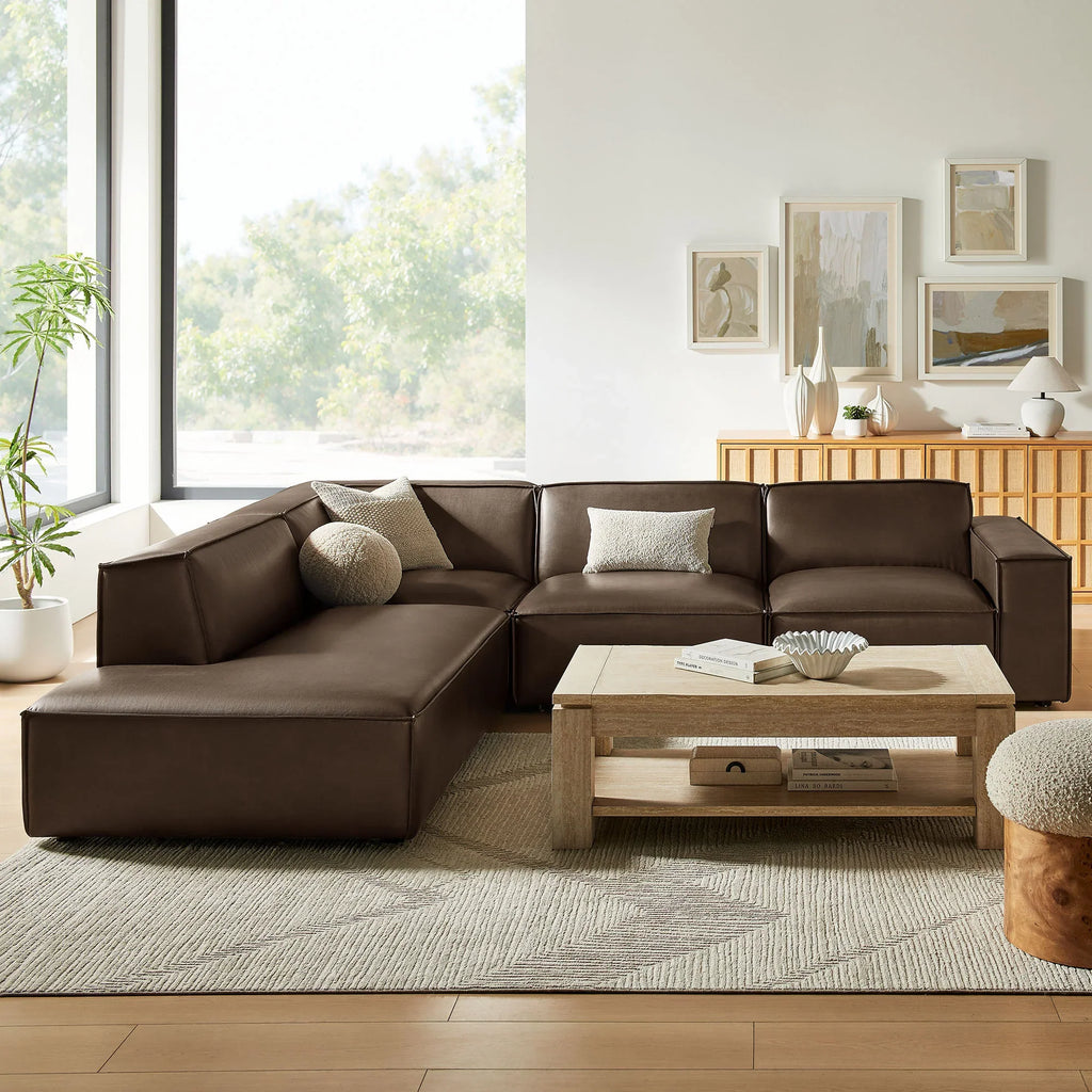 Restore 4-Piece Vegan Leather Modular L-Shaped Sofa